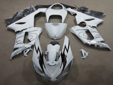 Discount 2005-2006 White Ninja 636 Kawasaki ZX6R Moto Fairings UK