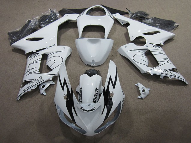 Discount 2005-2006 White Ninja 636 Kawasaki ZX6R Moto Fairings UK Discount 2005-2006 White Ninja 636 Kawasaki ZX6R Moto Fairings UK