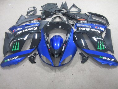 Discount 2007-2008 Black Blue Monster Kawasaki ZX6R Motorcycle Replacement Fairings UK