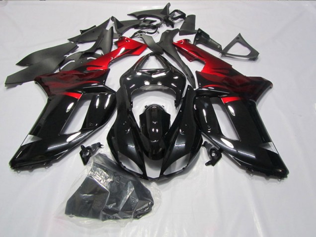 Discount 2007-2008 Black Red Kawasaki ZX6R Motorcycle Fairings Kit UK Discount 2007-2008 Black Red Kawasaki ZX6R Motorcycle Fairings Kit UK