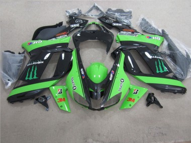 Discount 2007-2008 Green Black 3M Monster Kawasaki ZX6R Motorbike Fairing UK