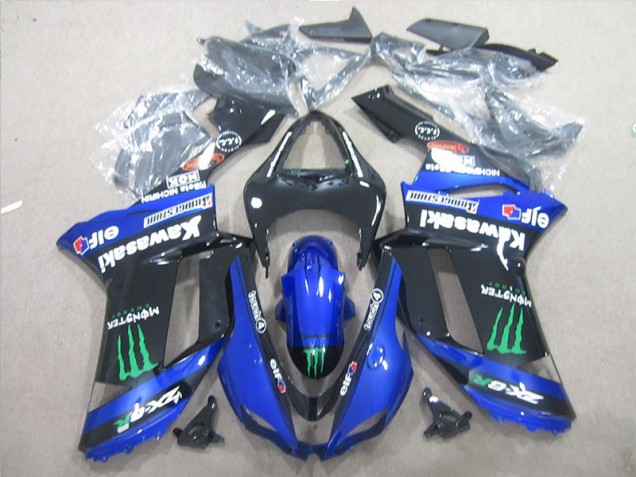 Discount 2007-2008 Black Blue Green Monster Kawasaki ZX6R Bike Fairings UK Discount 2007-2008 Black Blue Green Monster Kawasaki ZX6R Bike Fairings UK