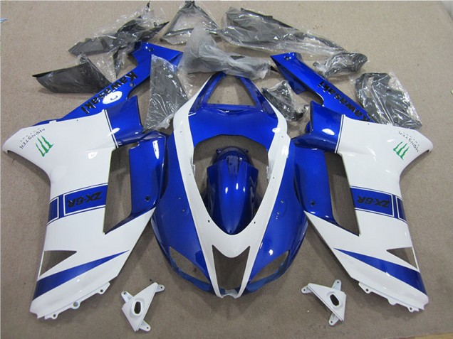 Discount 2007-2008 Blue White Monster Kawasaki ZX6R Bike Fairing UK Discount 2007-2008 Blue White Monster Kawasaki ZX6R Bike Fairing UK