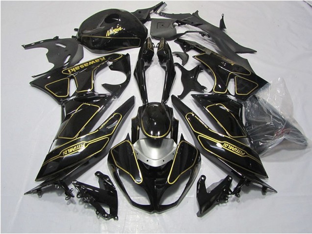 Discount 2009-2012 Black Gold Kawasaki ZX6R Motorcycle Fairings Kit UK Discount 2009-2012 Black Gold Kawasaki ZX6R Motorcycle Fairings Kit UK