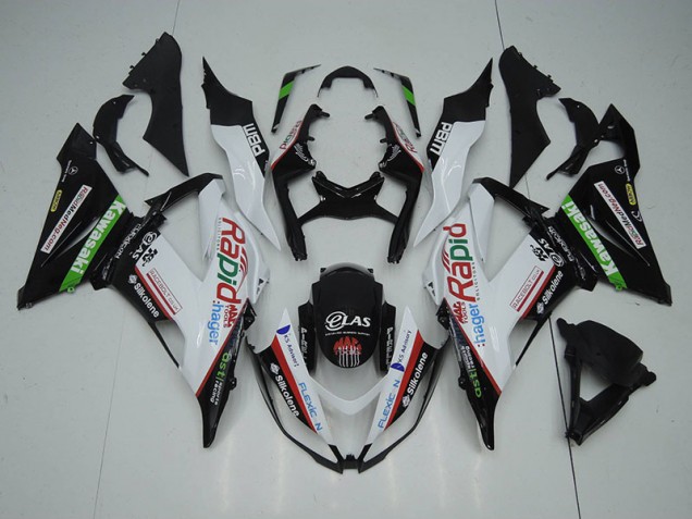 Discount 2013-2018 Black White Rapid Hager Kawasaki ZX6R Motorbike Fairing UK Discount 2013-2018 Black White Rapid Hager Kawasaki ZX6R Motorbike Fairing UK