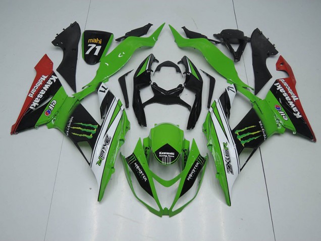 Discount 2013-2018 Black Green White Monster Kawasaki ZX6R Bike Fairings UK Discount 2013-2018 Black Green White Monster Kawasaki ZX6R Bike Fairings UK