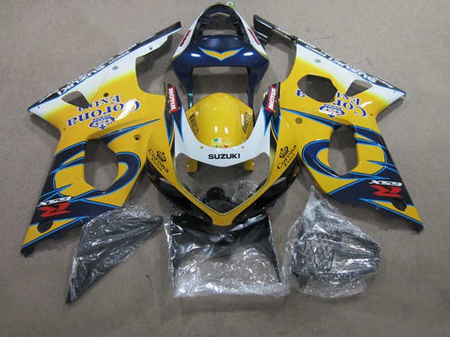 Discount 2000-2002 Yellow Blue Corona Extra Suzuki GSXR1000 Motorcycle Fairings Kit UK Discount 2000-2002 Yellow Blue Corona Extra Suzuki GSXR1000 Motorcycle Fairings Kit UK