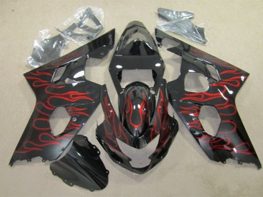 Discount 2004-2005 Black Red Flame Suzuki GSXR600 Replacement Fairings UK