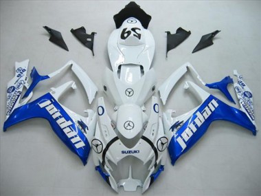Discount 2006-2007 White Blue Jordan Suzuki GSXR600 Motorcycle Fairings Kit UK