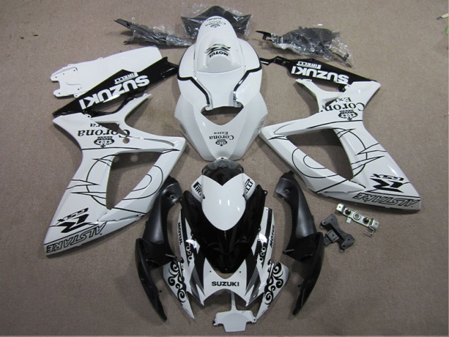 Discount 2006-2007 White Black Corona Extra Suzuki GSXR600 Motorcylce Fairings UK Discount 2006-2007 White Black Corona Extra Suzuki GSXR600 Motorcylce Fairings UK