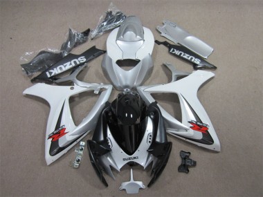 Discount 2006-2007 Black White Suzuki GSXR600 Motorcycle Fairing Kit UK