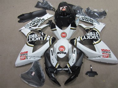 Discount 2006-2007 Black White Lucky Strike Motul Suzuki GSXR600 Bike Fairing UK