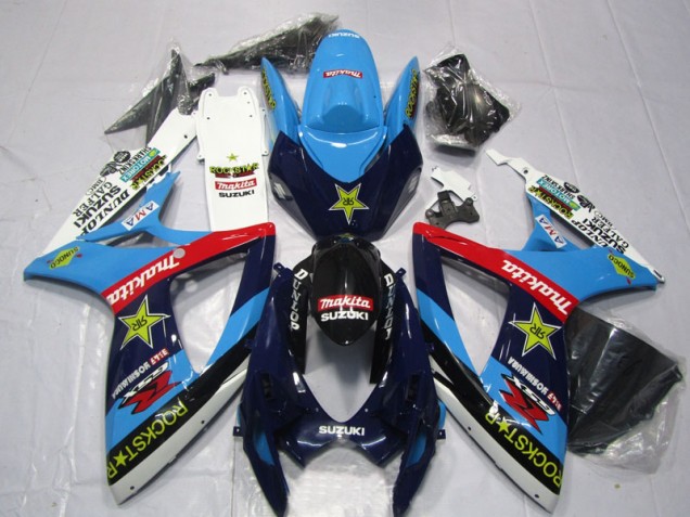 Discount 2006-2007 Blue White Rockstar Makita Suzuki GSXR600 Motor Bike Fairings UK