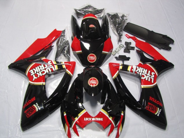 Discount 2006-2007 Black Red Lucky Strike Motul Suzuki GSXR600 Bike Fairing Kit UK Discount 2006-2007 Black Red Lucky Strike Motul Suzuki GSXR600 Bike Fairing Kit UK