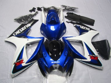 Discount 2006-2007 Blue White Suzuki GSXR600 Motorcycle Fairings Kits UK