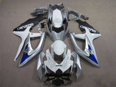 Discount 2008-2010 Silver Blue White Suzuki GSXR600 Motorcycle Fairings Kit UK