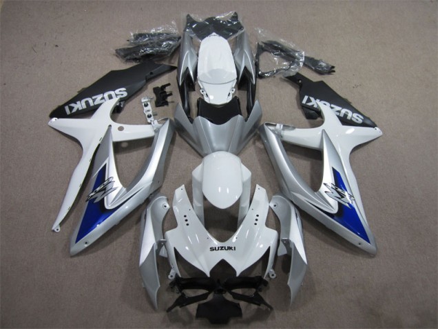 Discount 2008-2010 Silver Blue White Suzuki GSXR600 Motorcycle Fairings Kit UK