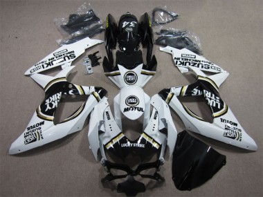 Discount 2008-2010 White Lucky Strike Black Motul Suzuki GSXR600 Motorbike Fairings UK