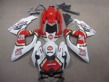 Discount 2008-2010 White Lucky Strike Red Motul Suzuki GSXR600 Motorbike Fairing UK