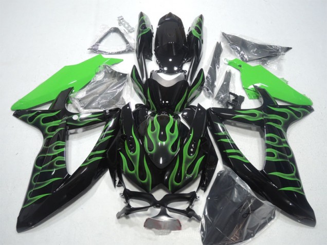 Discount 2008-2010 Black Green Flame Suzuki GSXR600 Bike Fairings UK Discount 2008-2010 Black Green Flame Suzuki GSXR600 Bike Fairings UK