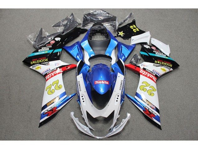 Discount 2011-2021 Blue White Red Rockstar 22 Suzuki GSXR600 Bike Fairing Kit UK Discount 2011-2021 Blue White Red Rockstar 22 Suzuki GSXR600 Bike Fairing Kit UK