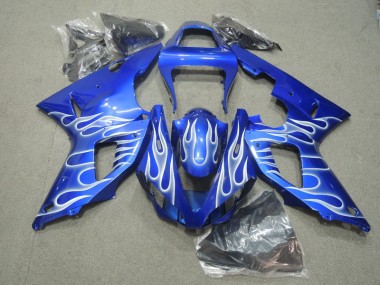 Discount 2000-2001 Blue White Flame Yamaha YZF R1 Motorcycle Fairings Kit UK