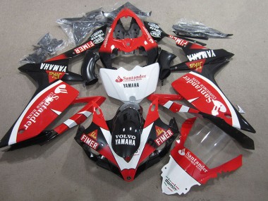 Discount 2007-2008 Black Red White Santander Yamaha YZF R1 Motorbike Fairing Kits UK