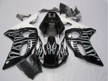 Discount 1998-2002 Black White Flame Yamaha YZF R6 Motorcycle Fairing UK