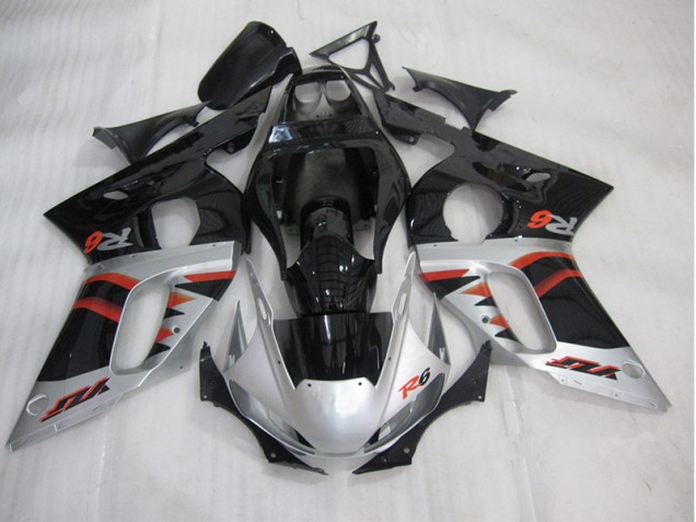Discount 1998-2002 Black Silver Yamaha YZF R6 Motorcycle Fairing Kit UK