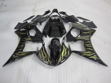 Discount 2003-2005 Black with Yellow Flame Yamaha YZF R6 Motorcycle Bodywork UK