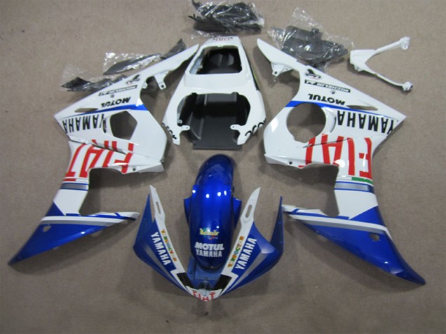 Discount 2003-2005 White Blue Motul Fiat Yamaha YZF R6 Motorcycle Fairings Kits UK