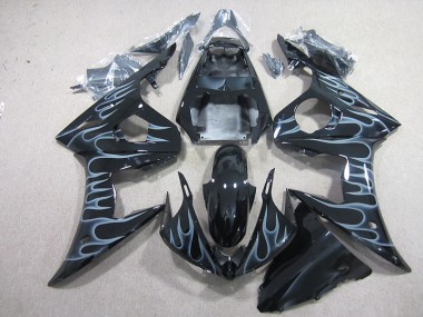 Discount 2003-2005 Black with Flame Yamaha YZF R6 Motorcyle Fairings UK