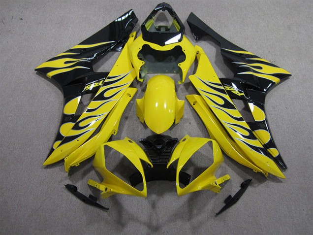 Discount 2006-2007 Yellow Black Flame Yamaha YZF R6 Motorbike Fairing Kits UK Discount 2006-2007 Yellow Black Flame Yamaha YZF R6 Motorbike Fairing Kits UK